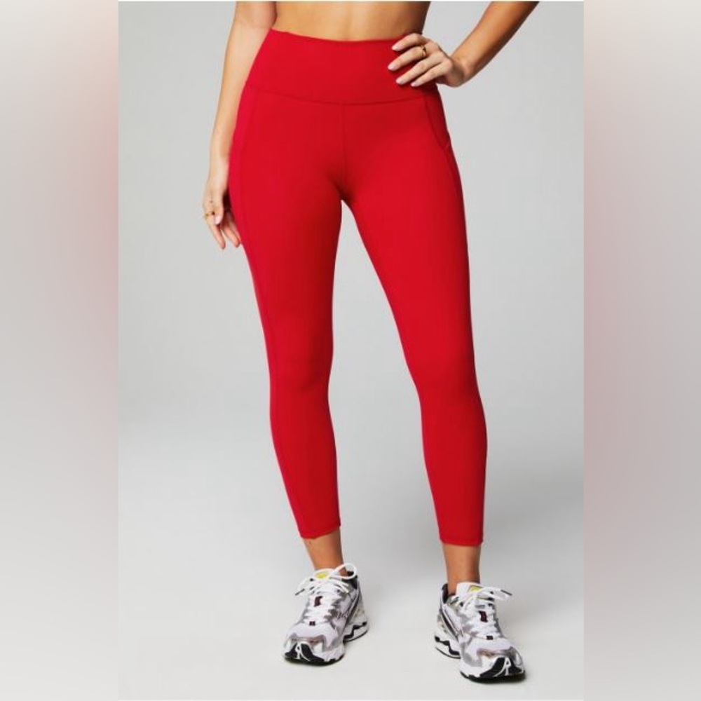 NWT- Fabletics PureLuxe High-Waisted Pocket 7/8 Leggings -HEATED RED (24”) new ! - Picture 8 of 11